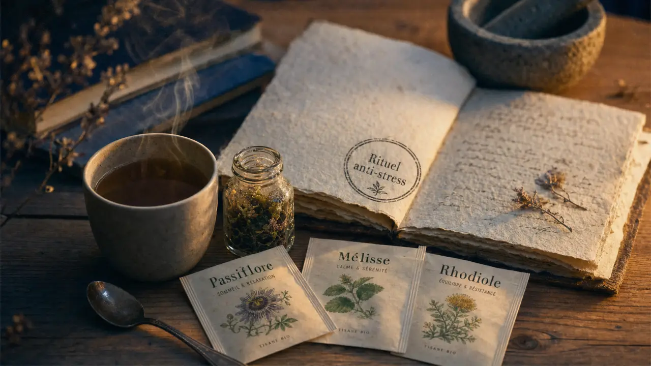 Stress et phytothérapie : tisanes passiflore, mélisse, rhodiole pour calmer et équilibrer