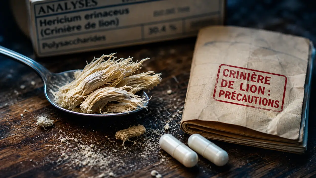 Champignon crinière de lion danger : lambeaux séchés et précautions allergies