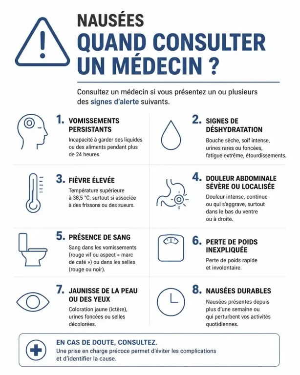 Signes d'alerte pour consulter un médecin en cas de nausées persistantes