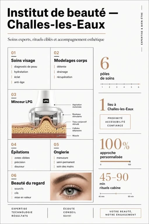 Rituels soins et beauté à Challes-les-Eaux : aperçu éditorial des soins visage, corps, minceur et prestations beauté