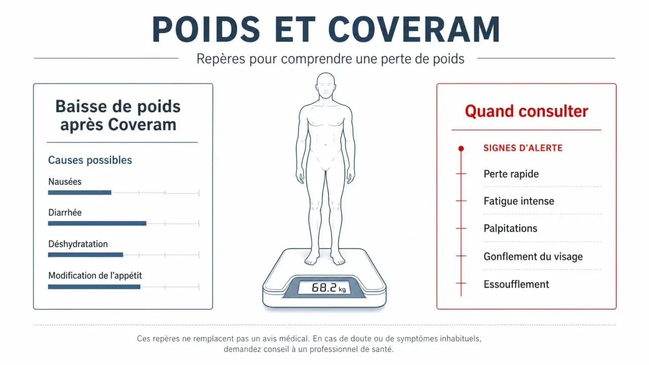 Coveram et perte de poids : schéma des causes possibles et des signes d’alerte