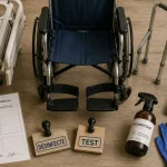 Matériel médical occasion : fauteuil roulant et lit médicalisé, contrôle désinfection et sécurité