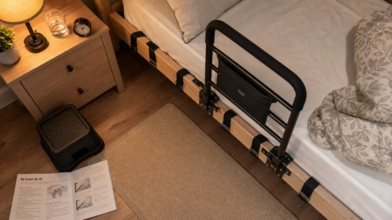 Matériel médical pour se lever du lit : barre d’appui au chevet