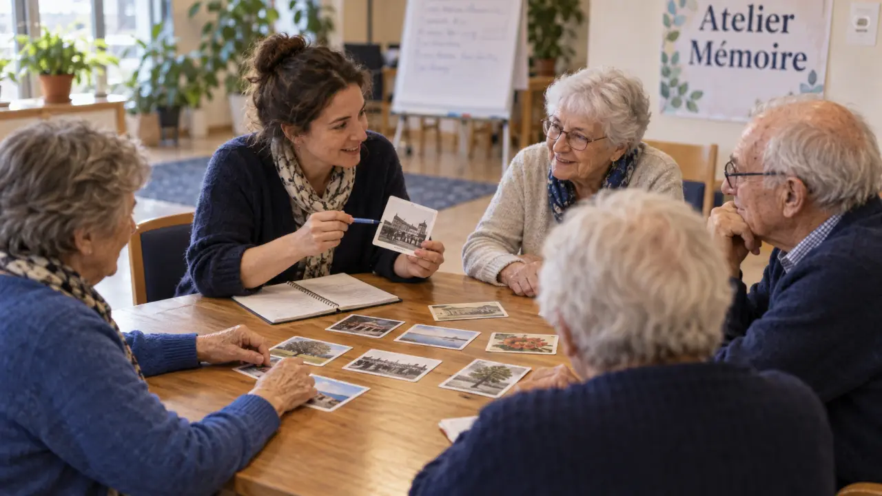 Atelier séniors en salle : mémoire et équilibre avec animateur