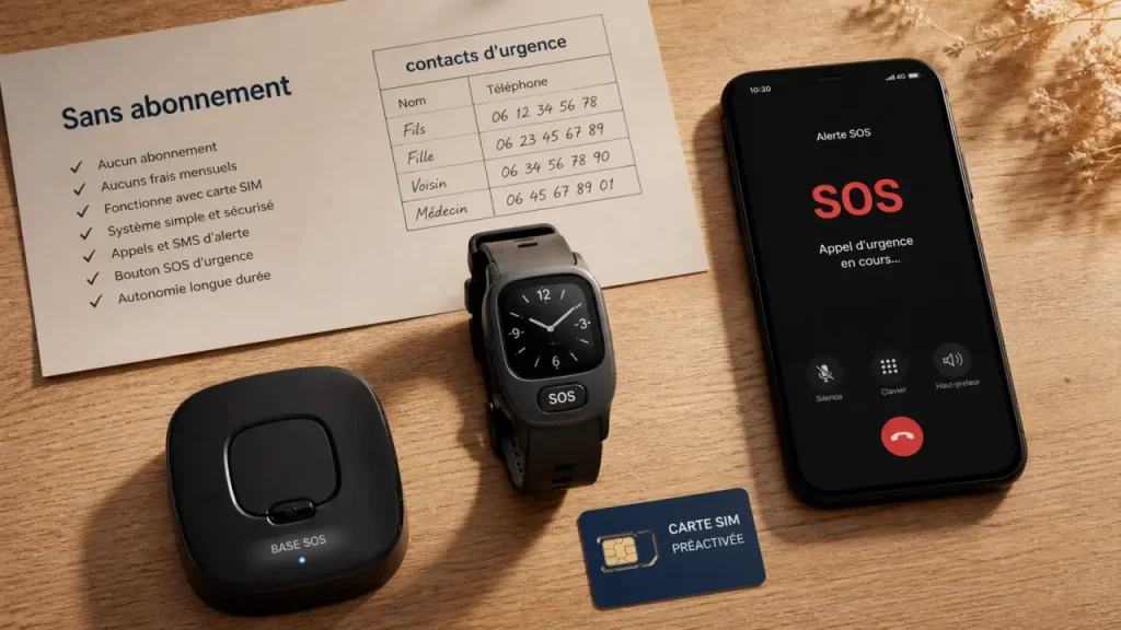 Bracelet alarme personne âgée sans abonnement avec bouton SOS