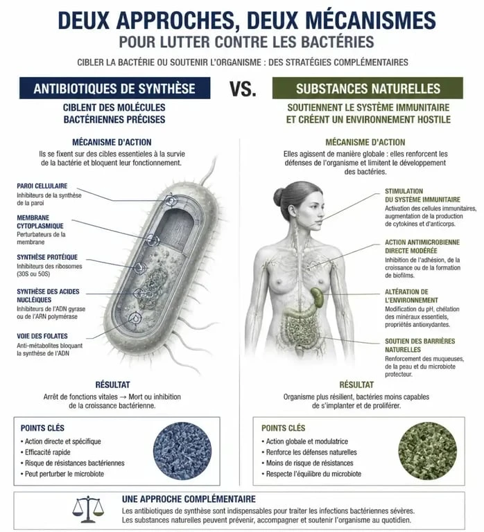 Comparaison entre antibiotiques naturels et synthétiques pour la santé