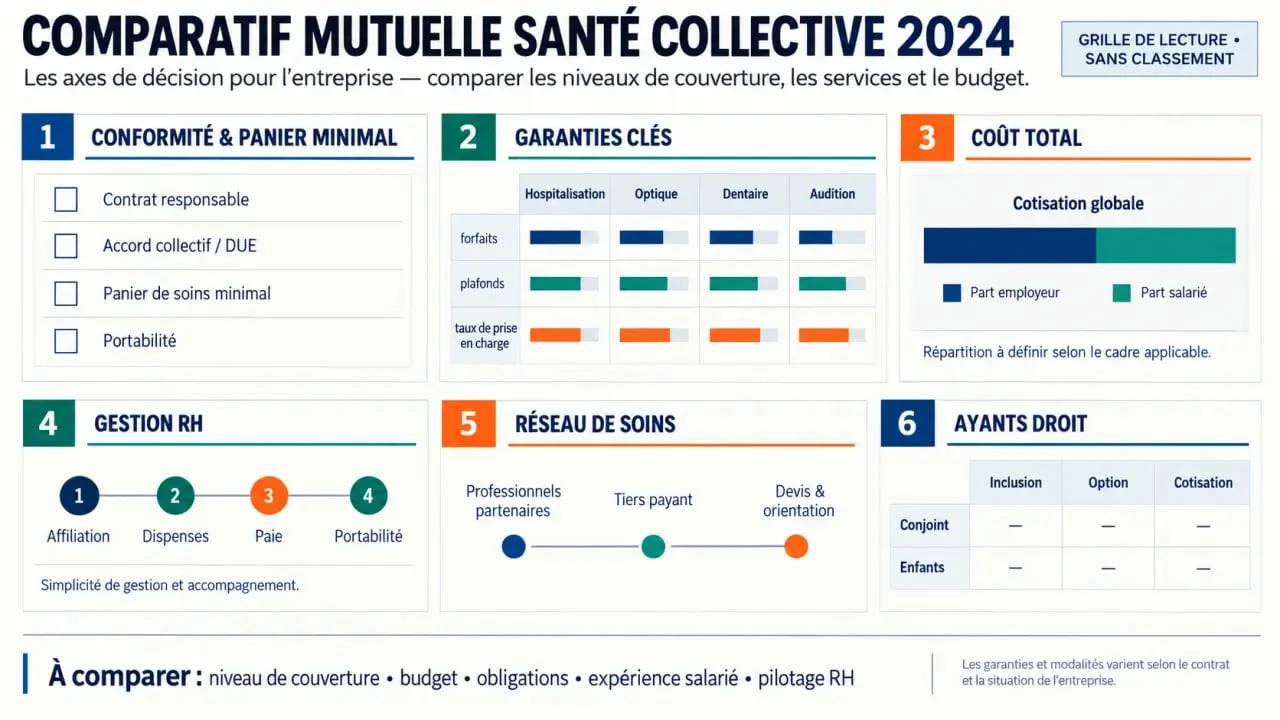 Comparatif mutuelle santé collective 2024 : critères de garanties, coûts et gestion RH
