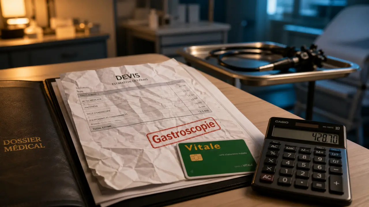Fibroscopie gastrique prix : calcul du reste à charge après dépassement d’honoraires